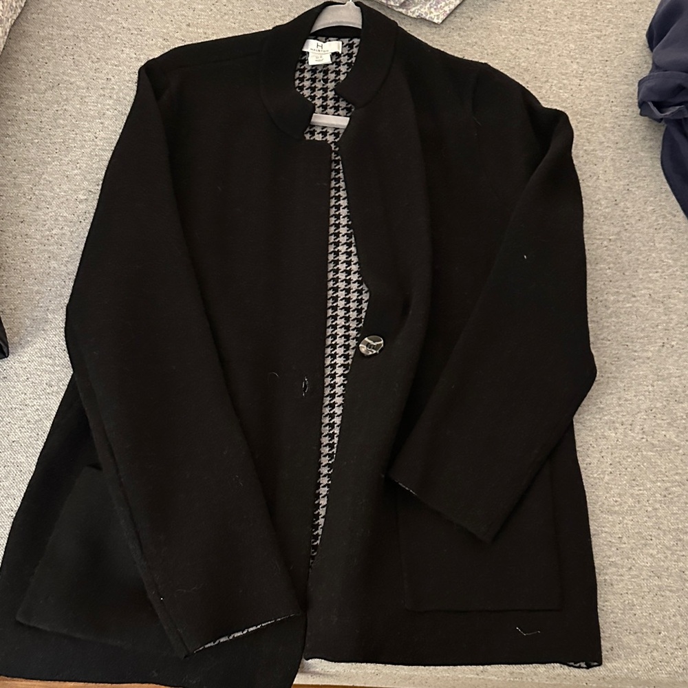 H by Halston Black Jacket with Houndstooth Accent